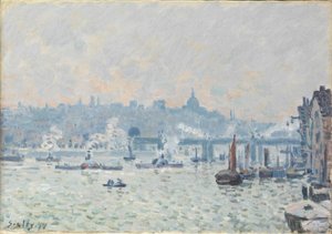 Uitzicht op de Theems: Charing Cross Bridge, 1874