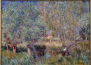 Wilgen aan de oevers van de rivier Orvanne. Schilderij door Alfred Sisley (1839-1899)