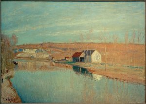 De Loing en de heuvels van St. Nicaise - Maartzon door Alfred Sisley