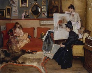In het atelier, 1888 door Alfred Emile Stevens