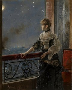 Maanlicht (Au clair de la lune) door Alfred Emile Stevens