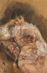 Portret van Sarah Bernhardt, ca. 1880 door Alfred Emile Stevens