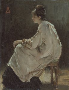 Zittend meisje, 1843-1906 door Alfred Emile Stevens