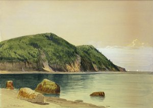 Rocky Shore (aquarel op board) door Alfred Thompson Bricher