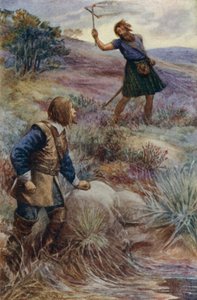 James Graham, Markies van Montrose, Schotse royalistische commandant, ontvangt nieuws over een invasie van Ierse troepen in Schotland, 1644 door Alfred Wallis Mills