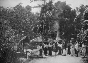 Een jungle dorp, c1890 door Alfred William Amandus Plate