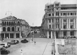 Het Grand Oriental Hotel en P. & O. Gebouw, Ceylon, ca. 1890 door Alfred William Amandus Plate
