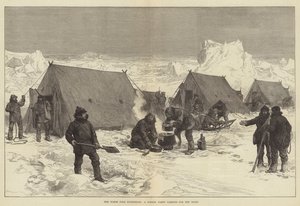 De Noordpool Expeditie, een Sledepartij kampeert voor de Nacht
