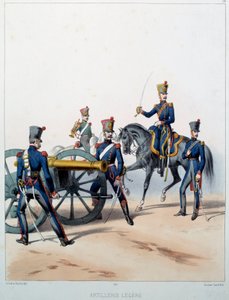 Napoleontische Armee: Lichte Artillerie. Gravure door Alfred De Marbot (19e eeuw) 1812. Malmaison, Musee Du Chateau. door Alfred de (after) Marbot