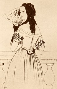 George Sand (tekening) door Alfred de Musset