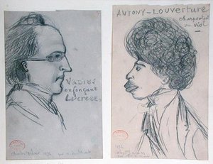 Portretten van Charles Nodier (1780-1844) of Gustave Planche (1808-57) en Alexandre Dumas Pere (1802-70)