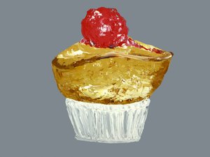 Cupcake met gouden kersen door Alice Straker