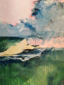 Dramatisch landschap met roze lucht door Alice White