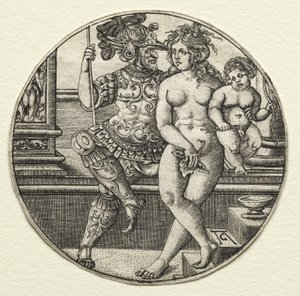 Mars, Venus en Cupido, 1520s door Allaert Claesz