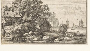 Rivierlandschap met twee roeiboten