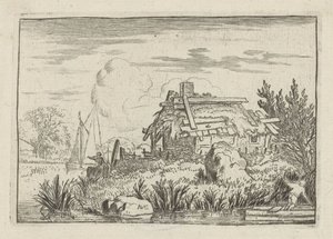 Vervallen huis aan het water (De bouwvallige hut) door Allaert van Everdingen