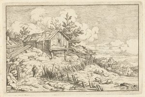 Wandelaar bij vervallen omheining