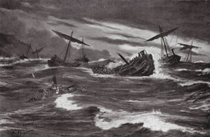 De vloot van Xerxes in de baai van Casthanea