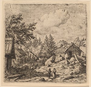 Hamlet op bergachtig terrein door Allart van Everdingen
