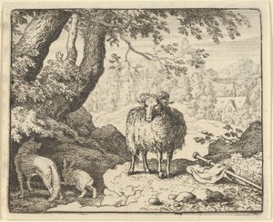 Renard overtuigt het konijn om zijn hol binnen te gaan en doodt hem, 1650-75 door Allart van Everdingen