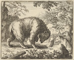 Renard belooft de beer naar een plek te brengen waar hij honing zal vinden, 1650-75 door Allart van Everdingen