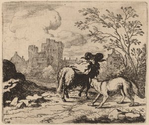 Reinaert Vraagt de Ram om een Document te Bezorgen, waarschijnlijk ca. 1645-1656 door Allart van Everdingen