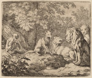 Reinaert Vertelt een Verhaal over Verborgen Schat, waarschijnlijk ca. 1645-1656 door Allart van Everdingen