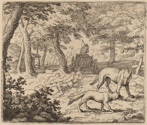 Reinaert en de Wolf voor de Viswagen, waarschijnlijk ca. 1645-1656 door Allart van Everdingen