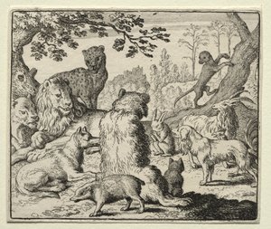 Reinaert de Vos: De Leeuw Beveelt een Zoektocht naar Reinaert door Allart van Everdingen