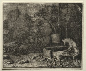 Reinaert de Vos: Reinaert bedriegt de vrouw van de wolf door Allart van Everdingen