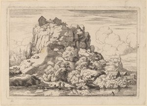 Rivier aan de Voet van een Hoge Rots door Allart van Everdingen
