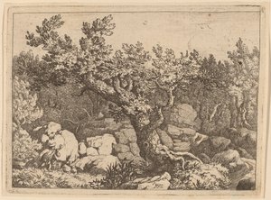 Jager bij een Grote Boom, waarschijnlijk ca. 1645-1656 door Allart van Everdingen