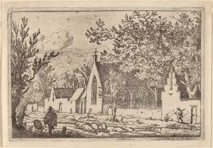 Varkenshoeder bij een Kapel door Allart van Everdingen