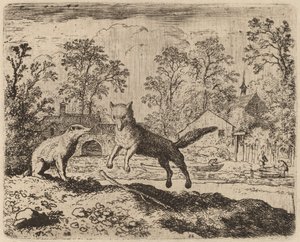 De das legt een boetedoening op aan Reinaert, waarschijnlijk ca. 1645-1656 door Allart van Everdingen