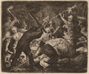 De beer aangevallen door de boeren