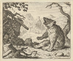 De beer roept Renard op om voor de raad van de dieren te verschijnen door Allart van Everdingen