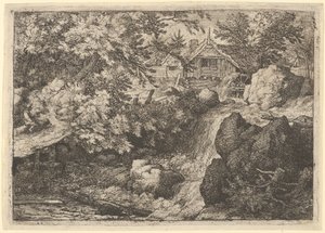 De Waterval bij de Watermolen door Allart van Everdingen