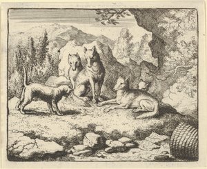 De kat roept Renard op om voor het tribunaal te verschijnen, 1650-75 door Allart van Everdingen