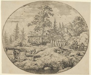 Het Landschap met de Houten Brug, 17e eeuw door Allart van Everdingen
