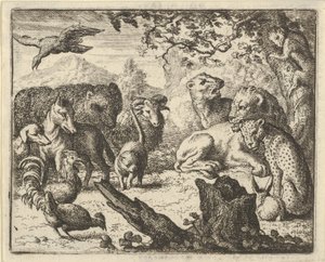 De Leeuw Kondigt een Duurzame Vrede aan de Dieren die Hem Omringen aan
