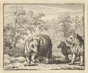 De Leeuw Bevrijdt de Beer en de Wolf door Allart van Everdingen