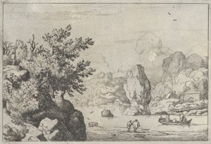 De rots in het midden van de rivier door Allart van Everdingen