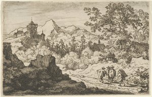 De drie mannen en de drager door Allart van Everdingen