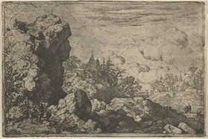 De drie reizigers aan de voet van High Rock, 17e eeuw