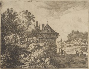 De Twee Boten Naderen een Hut, 17e eeuw door Allart van Everdingen