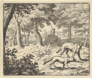 De wolf beschuldigt Renard van het eten van de vis die hij heeft gestolen, 1650-75 door Allart van Everdingen