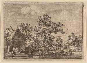 Twee vaten voor een huisje door Allart van Everdingen