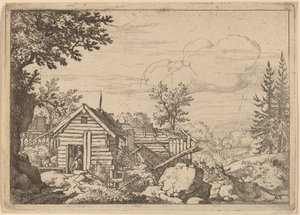 Twee mannen in de deuropening van een hut, waarschijnlijk ca. 1645-1656
