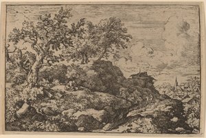 Twee Boeren Zittend op een Heuvel, waarschijnlijk ca. 1645-1656 door Allart van Everdingen