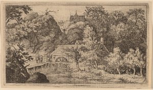 Watermolen aan de voet van een berg door Allart van Everdingen